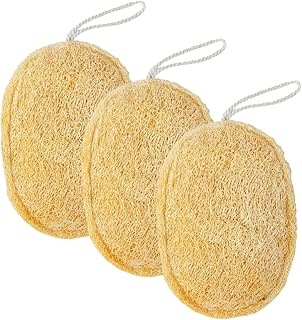 Natural Loofah Exfoliating Sponge (Pack of 3) - Loofa Exfoliating Body Scrubber - Biodegradable Organic Loofah Sponge - Shower Luffa Sponges - Shower Lufa (Oval)