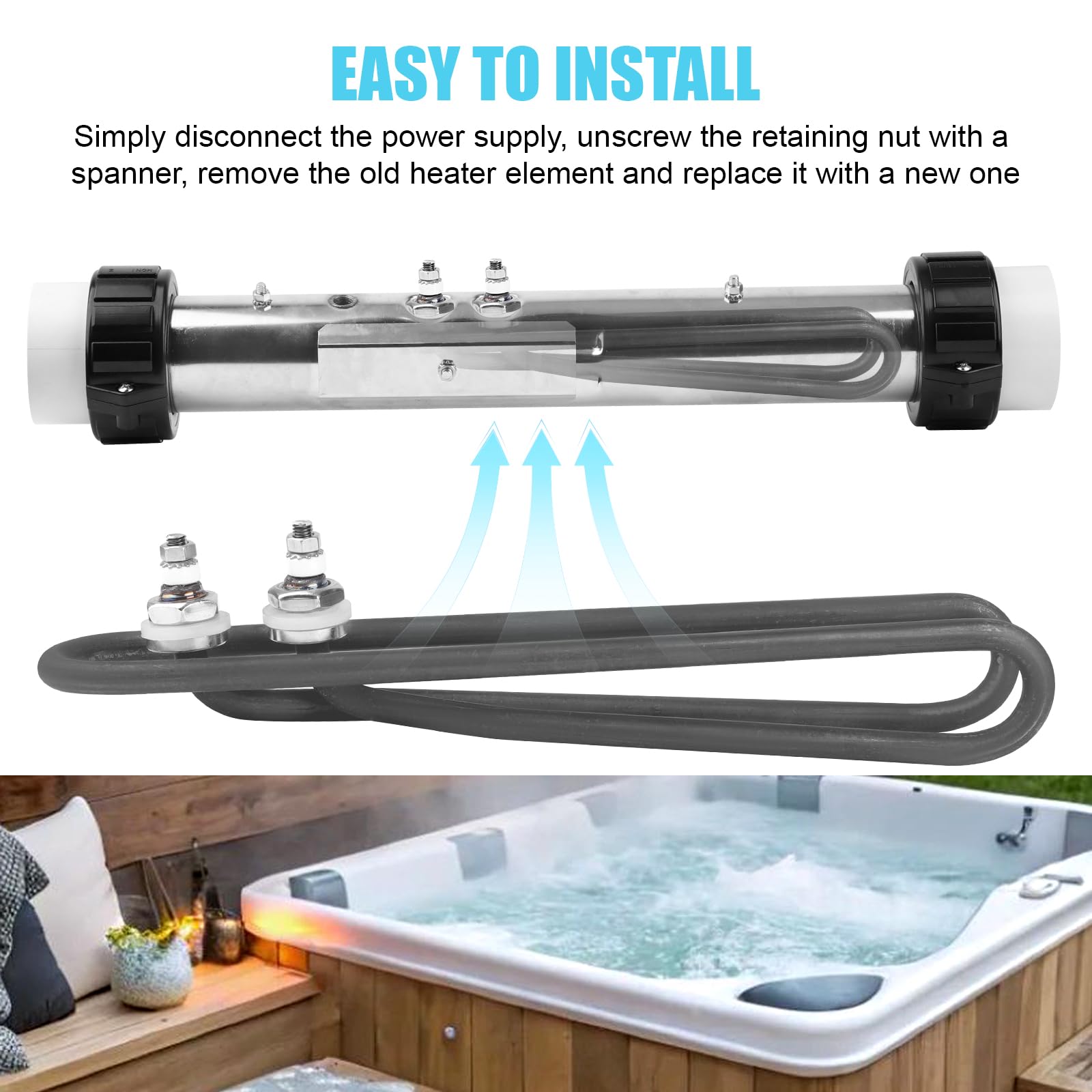 Elemento calentador de bañera de hidromasaje de acero inoxidable 316 de 4 kw 240 V para calentador de balboa