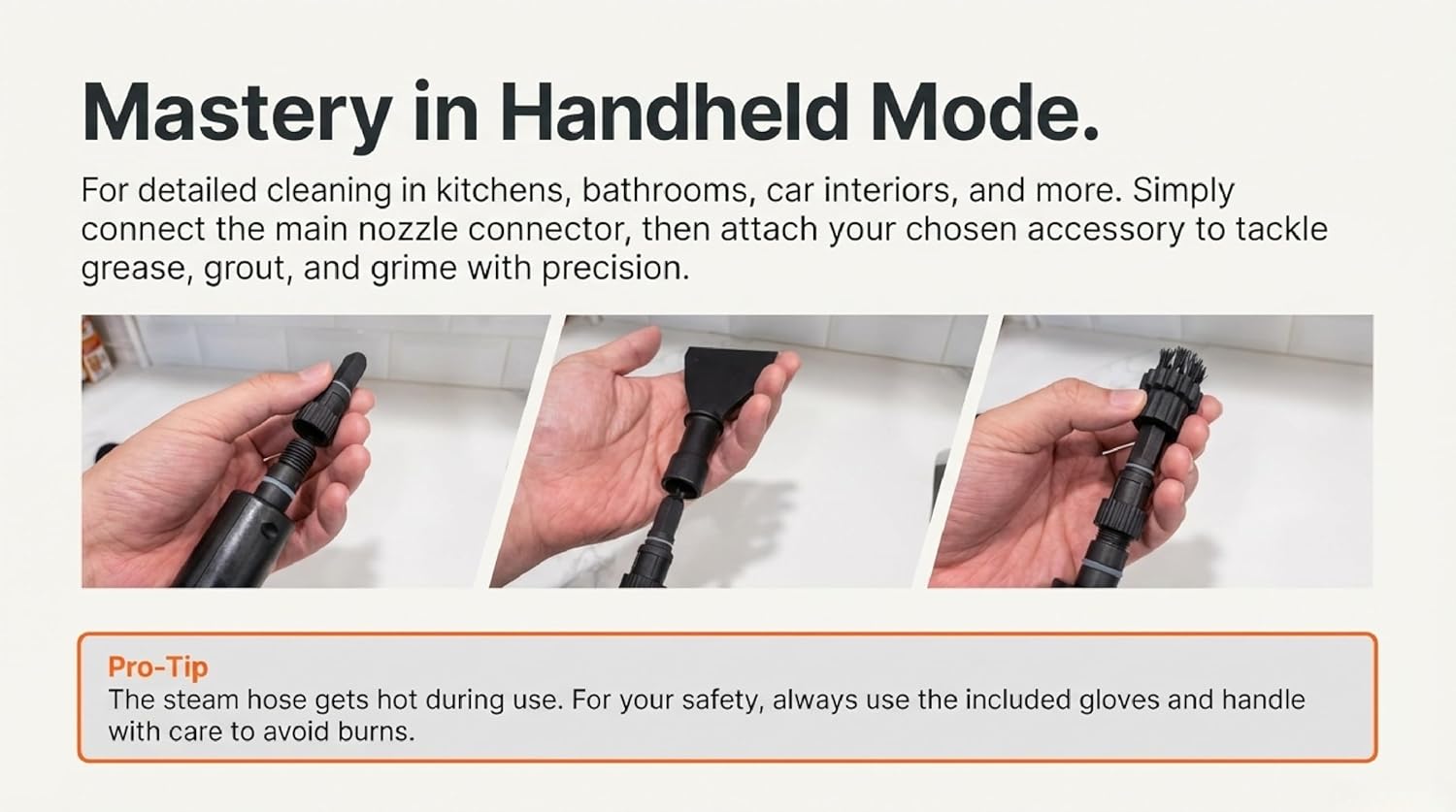 2-in-1 Steam Cleaner & Steam Mop for Home | 1.6L Tank for 60 Mins Runtime | 15s Fast Heat Up Portable Steamer with Wheels & 3-Level Handle | for Car, Tile Grout, Floor, Upholstery, 16-Piece Kit