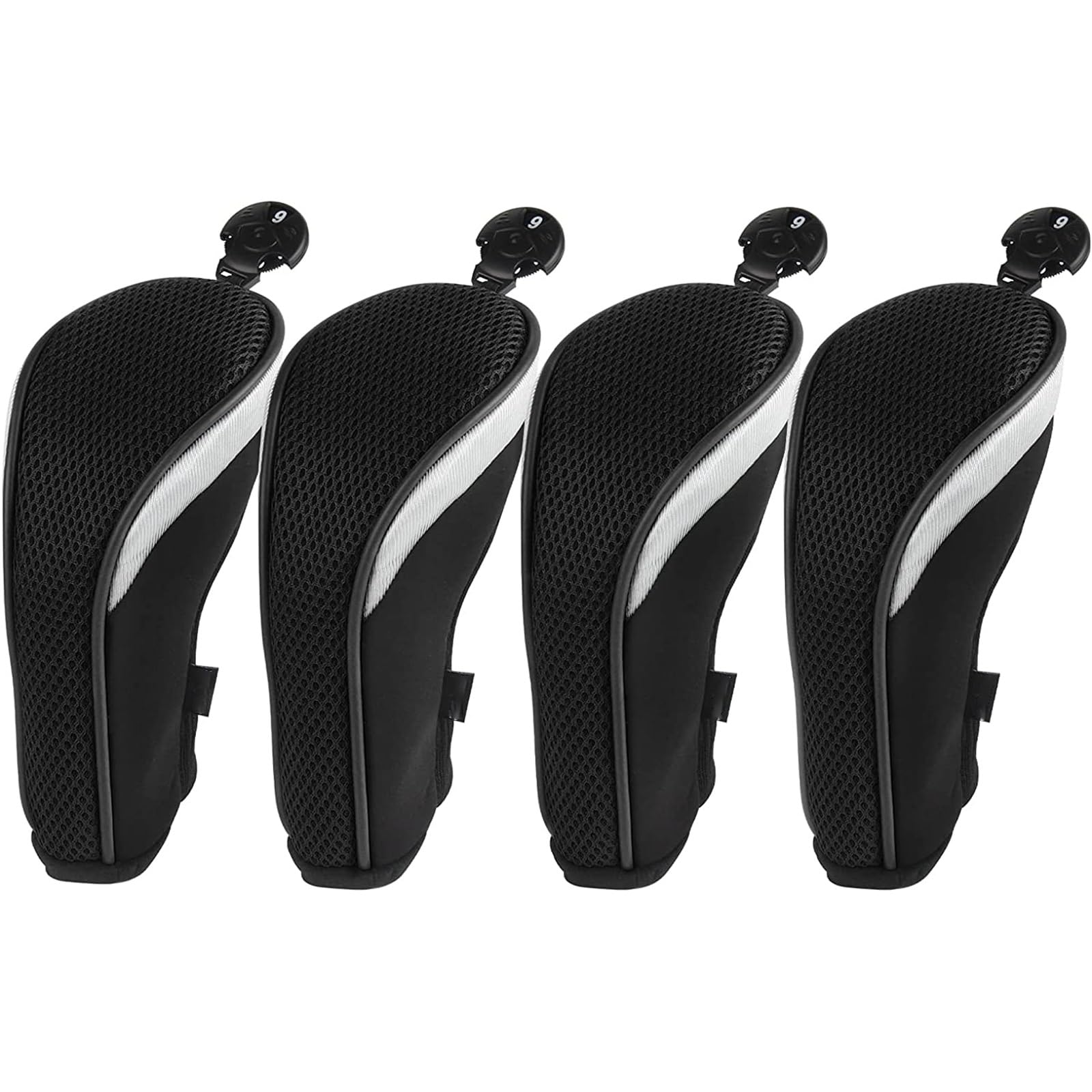 4Pcs Hybrid Club Head Covers Set of 4 with Interchangeable Golf Hybrid Club Head Covers Set of 4 Interchangeable Number Tags (Color : Black, Size : 4Pcs)