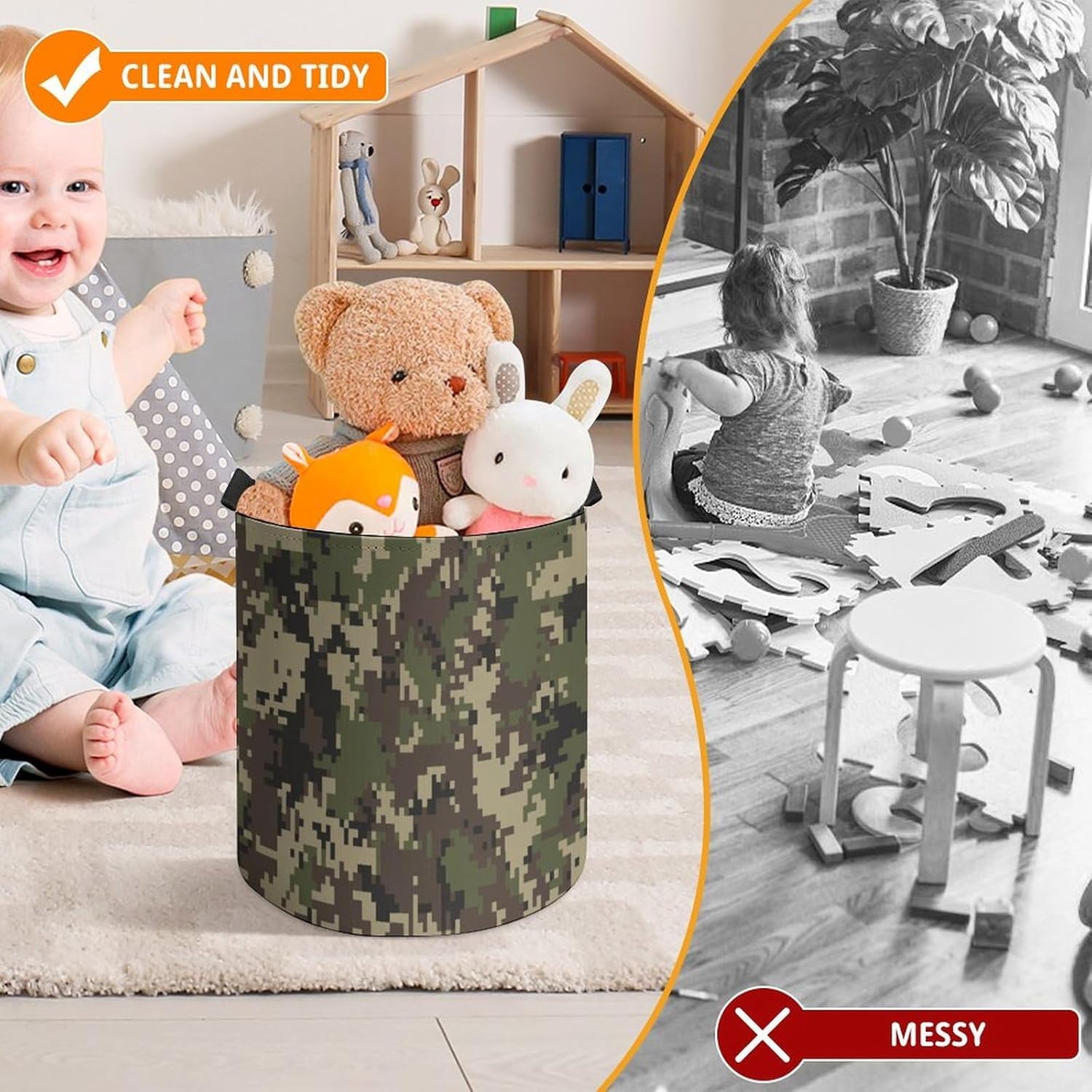 Green Camouflage Army Soldiers Large Capacity Portable Storage Bag for Building Blocks