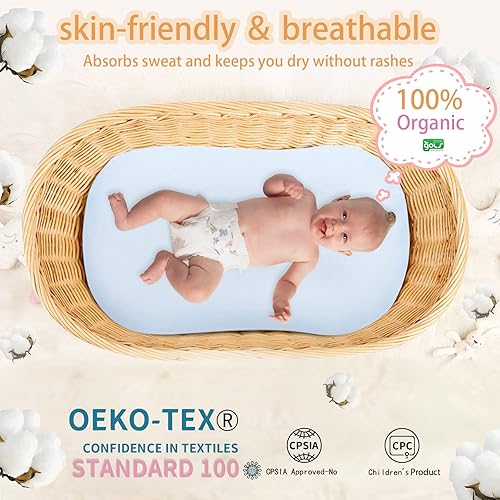 Miniatura 3 de Pucmaoci Fundas orgánicas impermeables para tumbonas de bebé, paquete de 2 unidades, certificado GOTS, 100% algodón, funda extraíble con forro