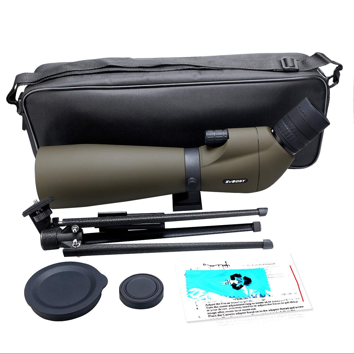 Svbony SV401 Telescopio Terrestre, 20-60X80 Angular Telescopio Terrestre con Trípode, FMC Óptica Impermeable Catalejos para Observación de Aves, Tiro al Blanco