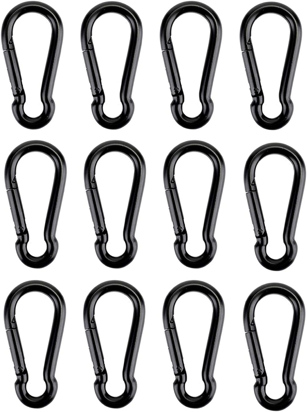 12 Pcs Carabiner Clip Spring Snap Hook - M4 1.57 Inch Heavy Duty Snap Hooks Quick Link for Bird Feeders or Dog Leash & Harness, 110 lbs Capacity
