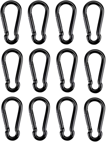 Miniatura 11 de DELSWIN 12 Piezas Clip de Mosquetón Negro, Incluye Mini Mosquetones de 1.57 Pulgadas, Ganchos Pequeños de 1.97" a Presión, Mosquetón Mediano de 2.36