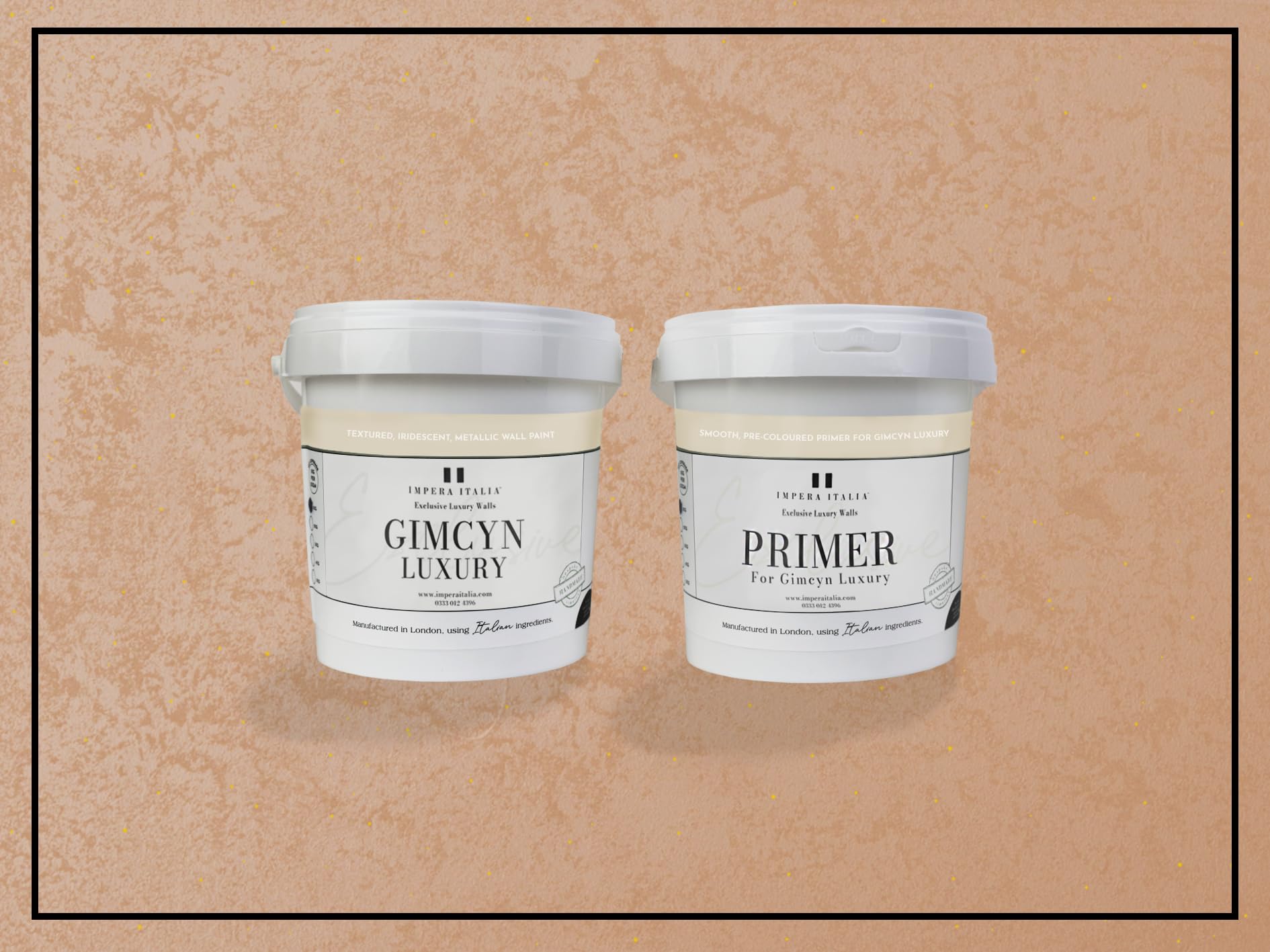 Impera Italia Gimcyn Luxury - Textured, Metallic Effect, Iridescent Wall Paint Bundle. Includes 1kg of Paint and 0.5L of Primer - Covers 5SQM - In Colour ROSE GOLD.