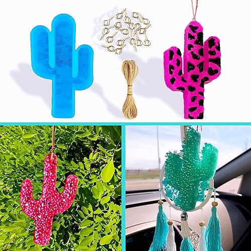 Miniatura 2 de Moldes de silicona para el horno, para cactus, molde grande de suministro fresco con 1 cuerda y 20 pasadores de ojo de tornillo, aptos para horno de