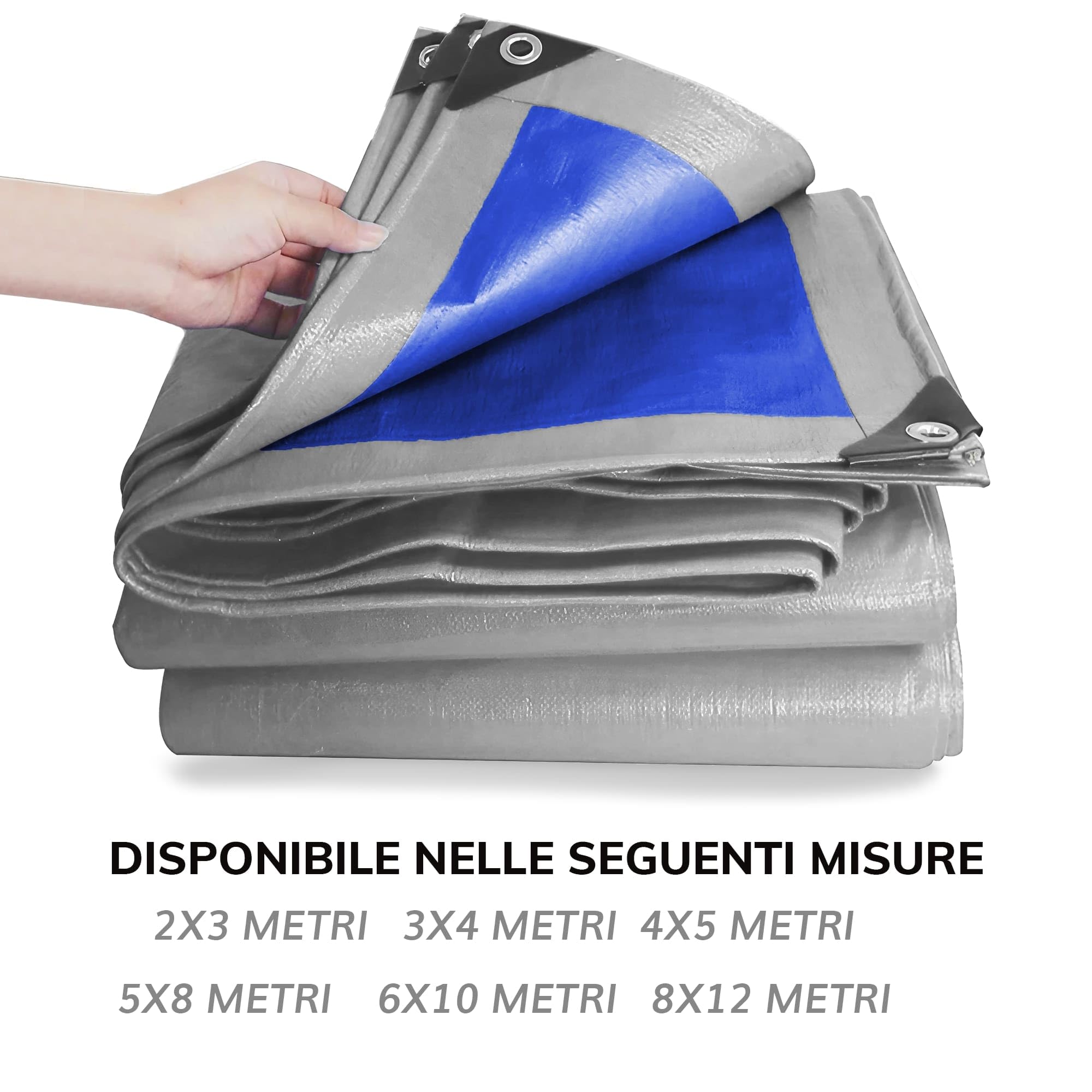 ESTO Telo Impermeabile Esterno, Telone Occhiellato 245g/mq Telo Protettivo Multiuso Antistrappo per Auto, Barche, Piscina, Giardino (3x4 Metri)