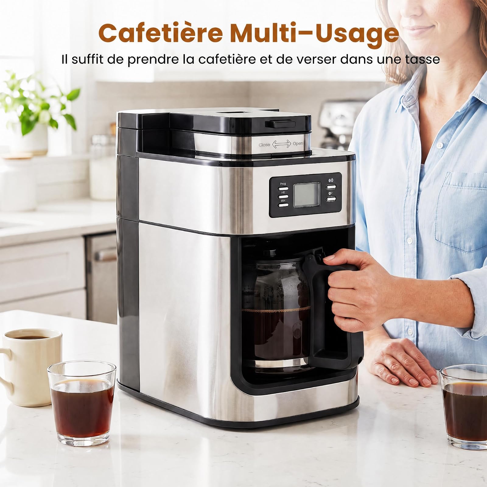 COSTWAY Cafetière Filtre avec Verseuse Isotherme de 1 L, Capacité 8 Tasses