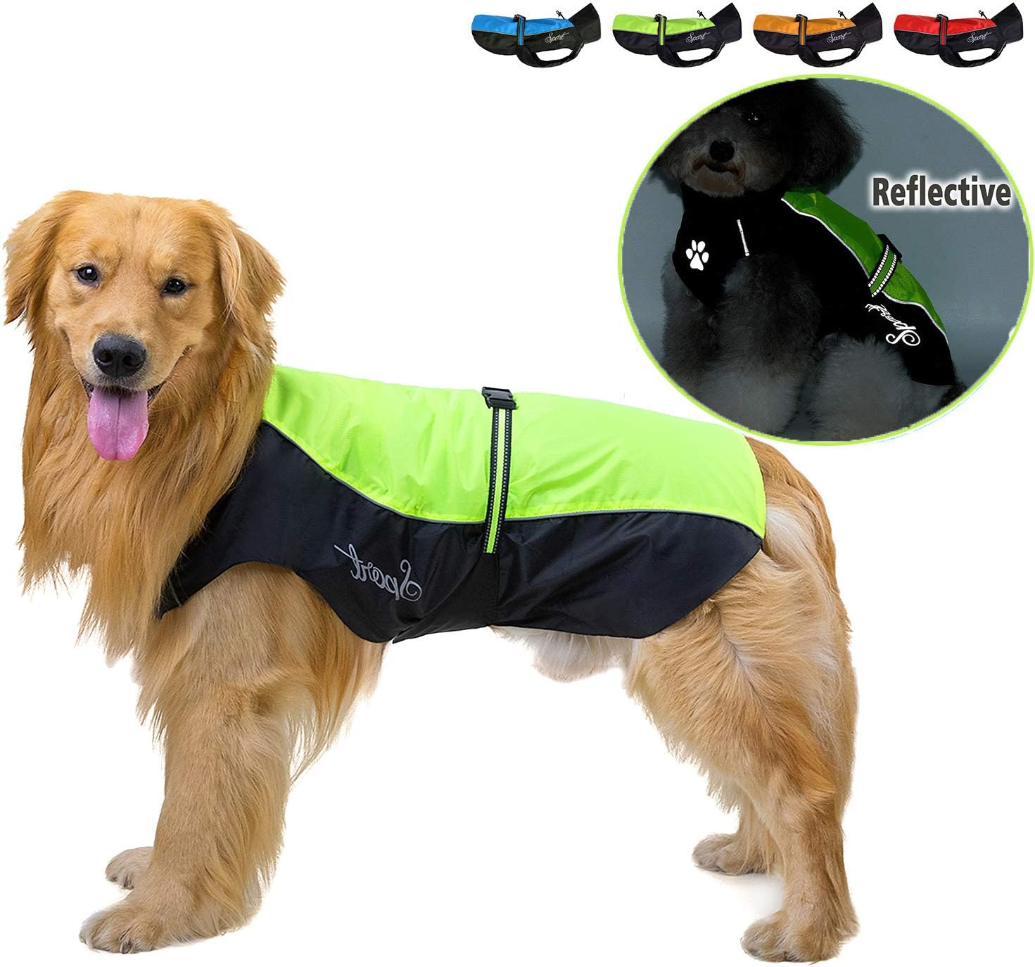 Ranphy Waterproof Dog Raincoat for Medium Large dogs Reflective