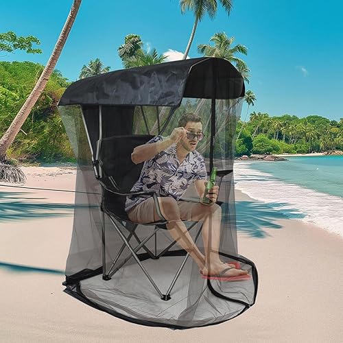 Miniatura 7 de Travel Friendly Chair Seat with Included Shade Cover Waterproof Polyester Screen for Outdoor Beach Use