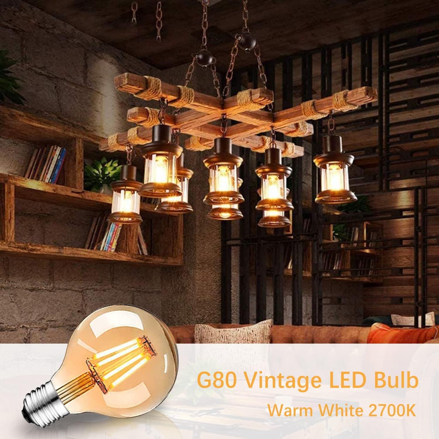 Edison Vintage Glühbirne, Edison LED Lampe Warmweiß E27 4W 2700K Retro Glühbirne Vintage Antike Glühbirne 470 Lumen Ideal für Nostalgie und Retro Beleuchtung im Familie Hotel Bar usw - 6 Stück