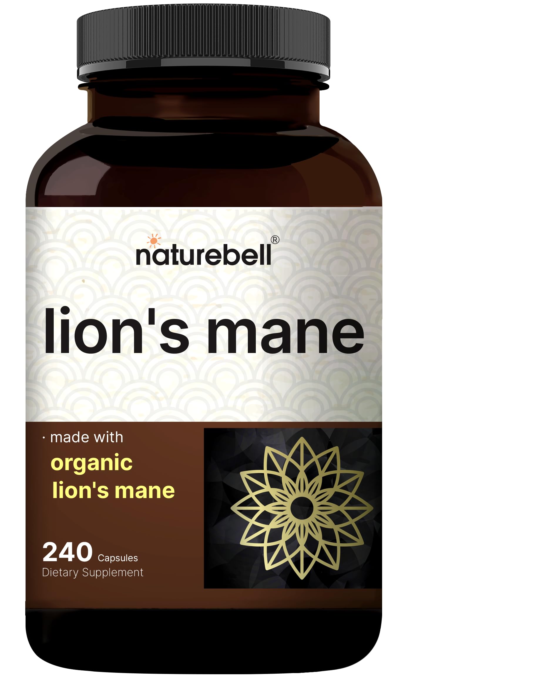 NatureBell Lions Mane Mushroom Supplement Capsules, 240 Capsules | 120 Days Supply – Made with Organic Lion’s Mane Powder Extract – Cognitive Brain Nootropic & Immune Health Support – Non-GMO