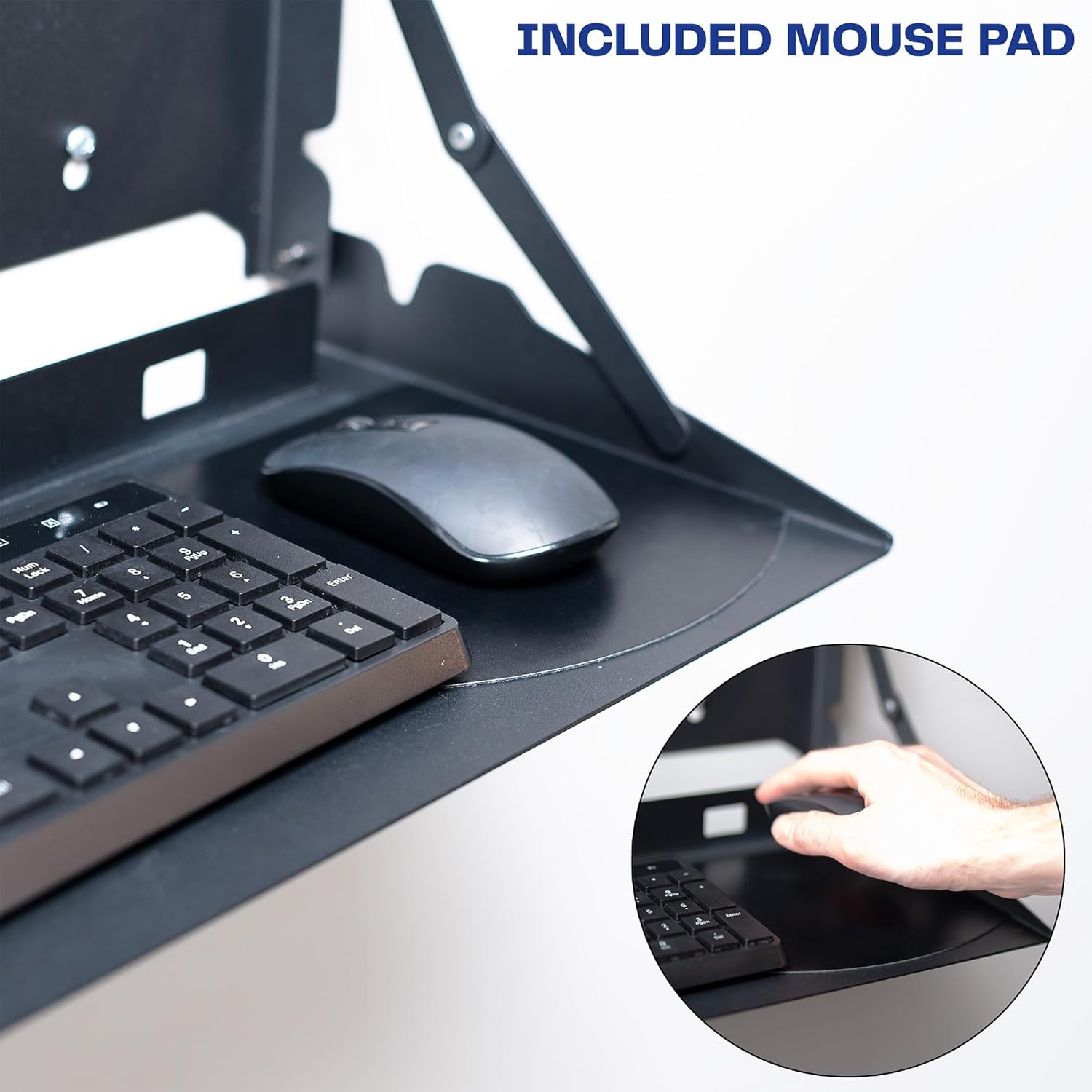 VIVO Flip Down 24 Inch Typing Platform Wall Mount, Fits Standard Size Keyboards and Mice, Space Saving Design, Mouse Pad Included, Black, Mount-FDKB1