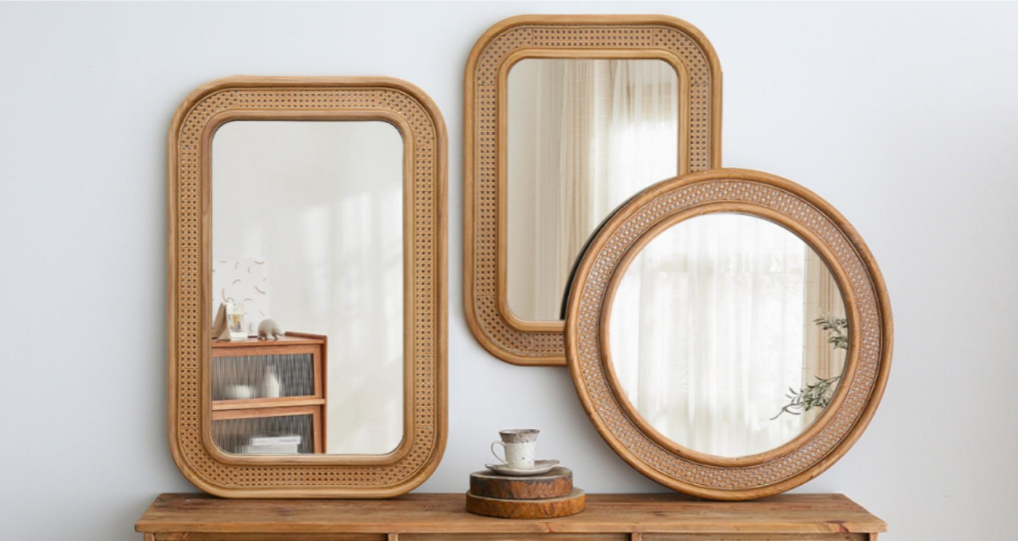 Amazon.com: Micasso Rustic Wicker Wall Mirror: 30x22 in Purely