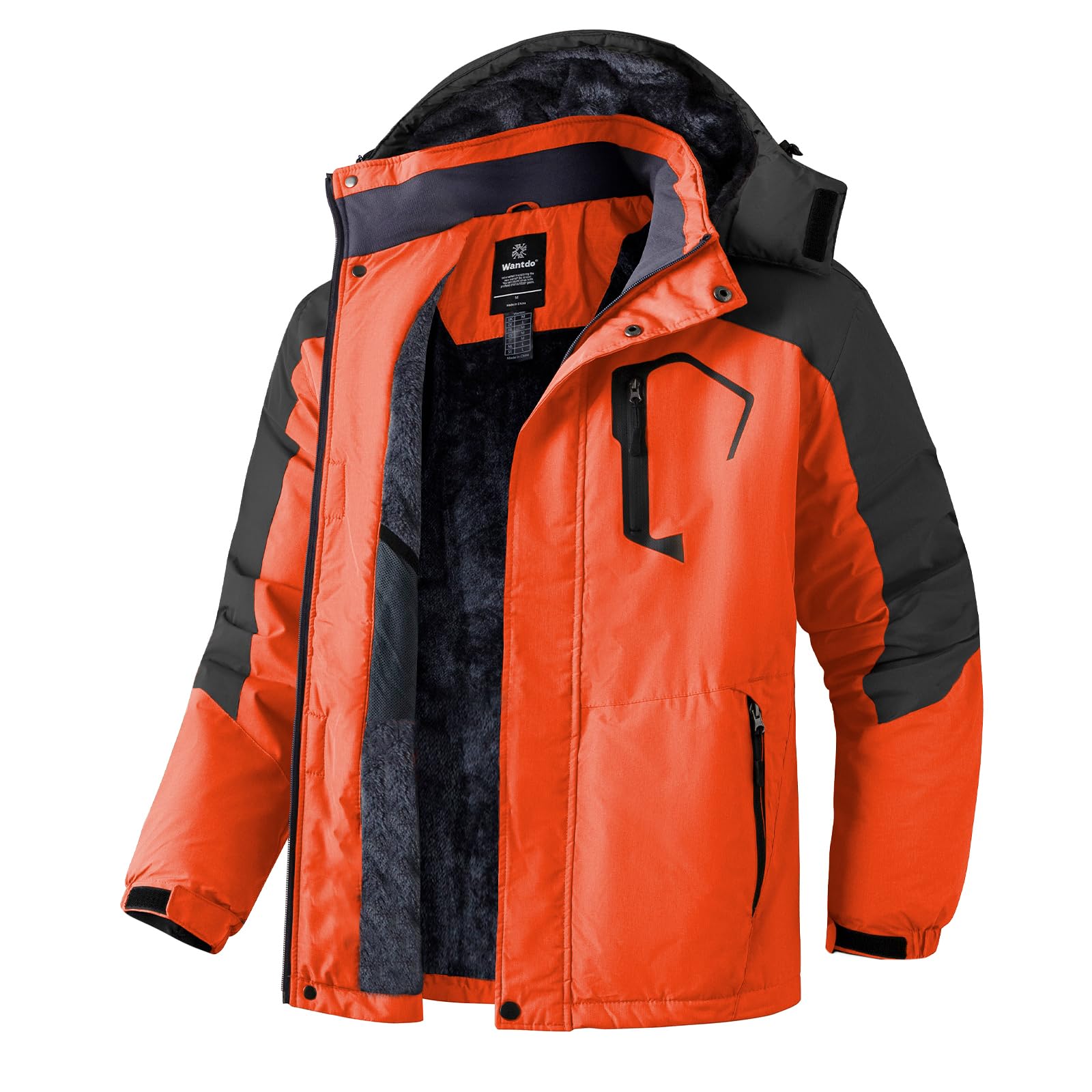 Wantdo Chaqueta de Esquí de Montaña para Hombre Abrigo de Invierno Impermeable con Capucha Cazadora de Snowboard Cálida Chaqueta al Aire Libre Antiviento Hombres — view 19
