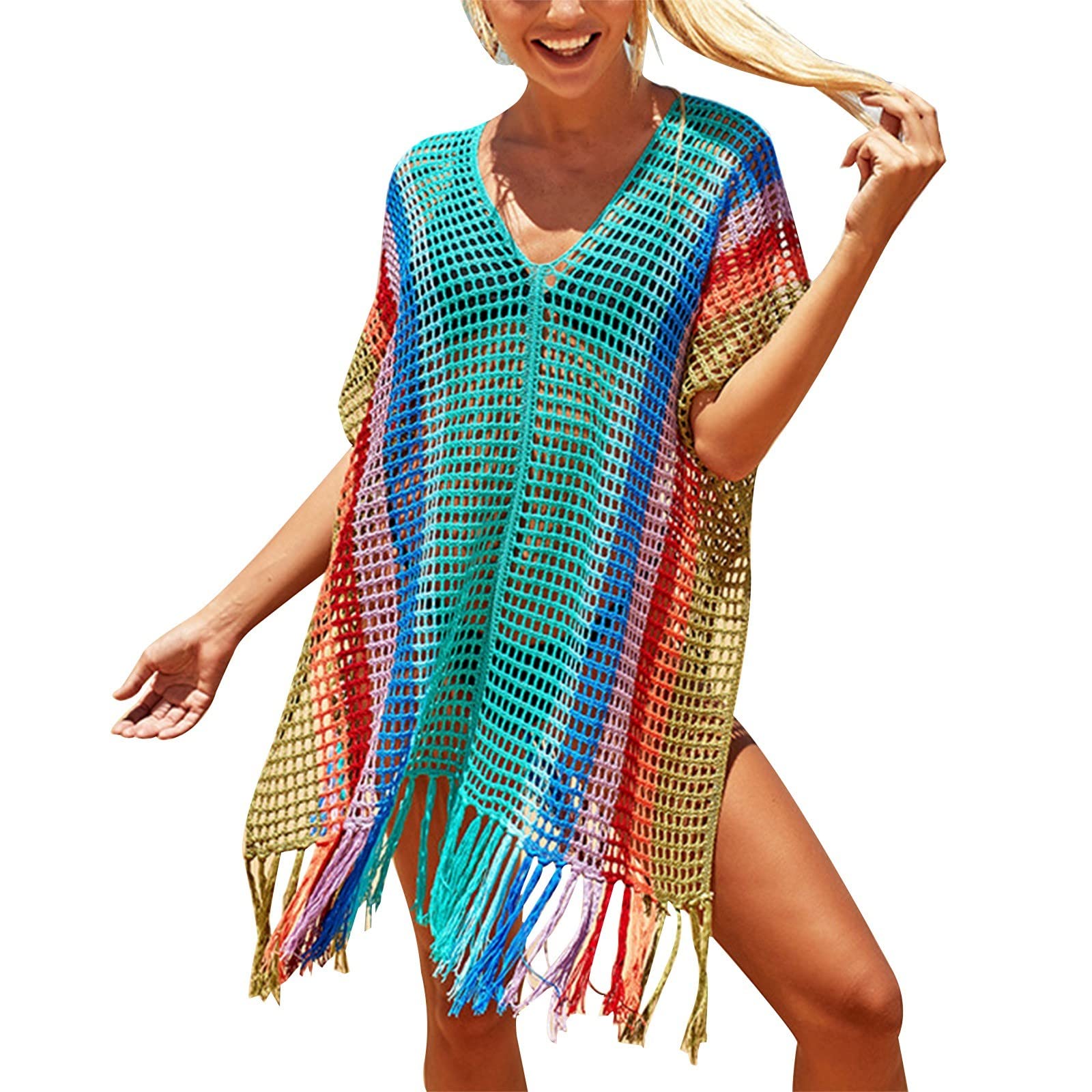 Strandponcho Damen Bademode Set Damen Bikini Sommer Sonnenschutz Bademode Loungewear Strandkleid Freizeithemdkleid Strandshirt für Strandurlaub Badeanzug