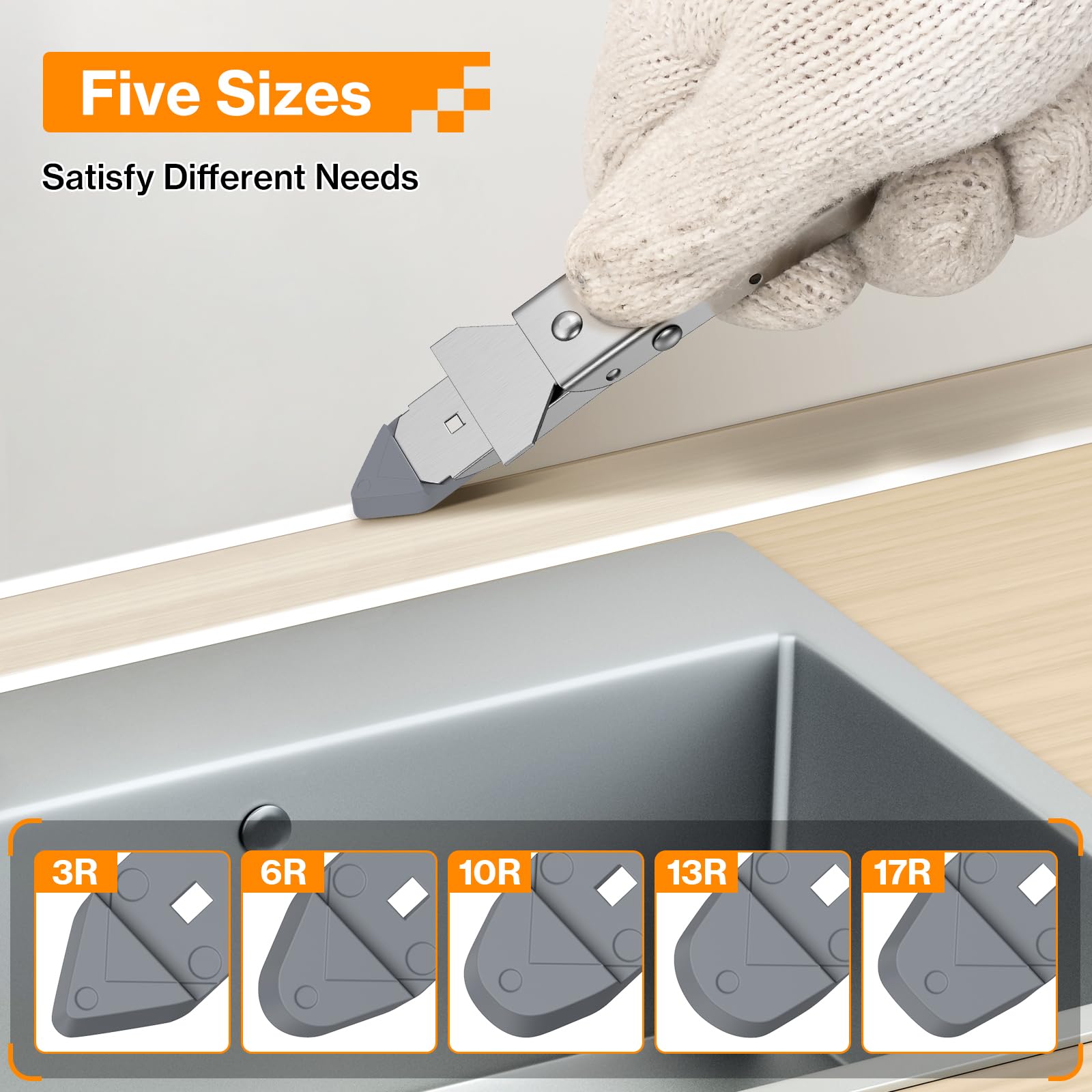 Preciva Silikonentferner 4-in-1 Werkzeugset - Edelstahl Mit 5 Rakeln | Für Fugen & Dichtungen