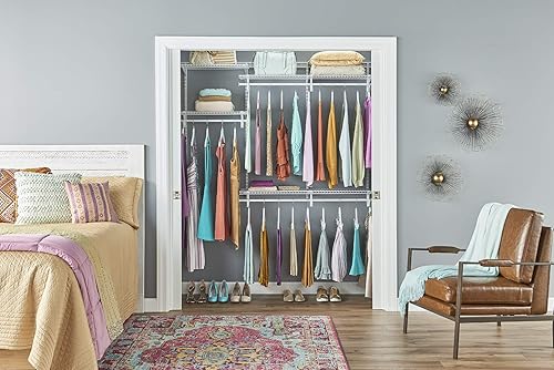 Miniatura 7 de ClosetMaid ShelfTrack - Sistema organizador de armario de alambre ajustable de 4 a 6 pies con estantes barras de ropa accesorios acero duradero