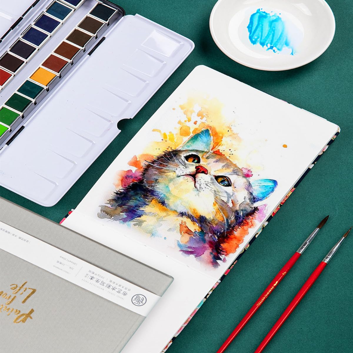 RGBMIX Libro de papel de acuarela de 5 x 7 pulgadas, 140 libras/300 g/m², 20 hojas, páginas sin deshilacharse, prensa en frío, almohadilla de acuarela portátil para artistas