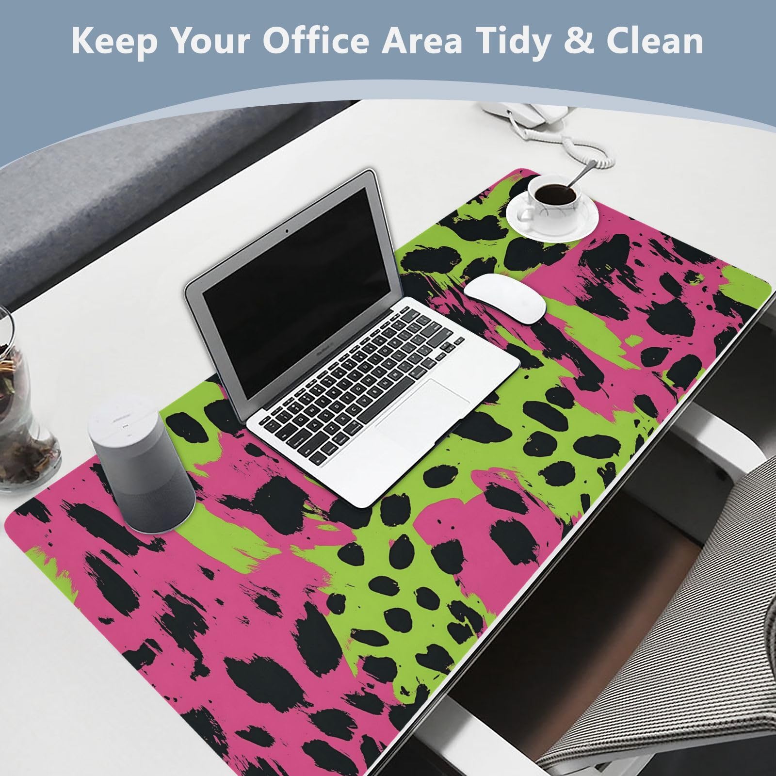 Amazon.com : susiyo Desk Mat Pink Green Leopard Print Large Mouse