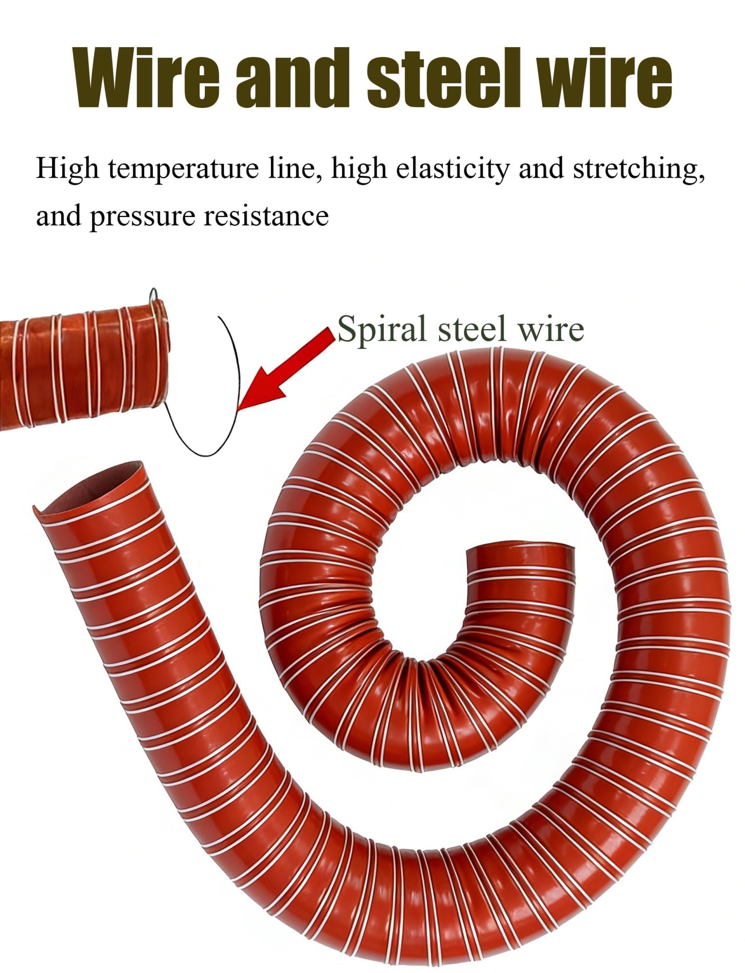 Tubo flessibile in silicone | Estrazione fumi ad alta temperatura 100-400 cm: canalizzazione(7cm,39.37in/100cm)