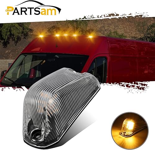 Miniatura 3 de Partsam 5 unids humo techo cabina luces marcador lente con luces LED ámbar reemplazo Ram ProMaster 2014 2015 2016 2017
