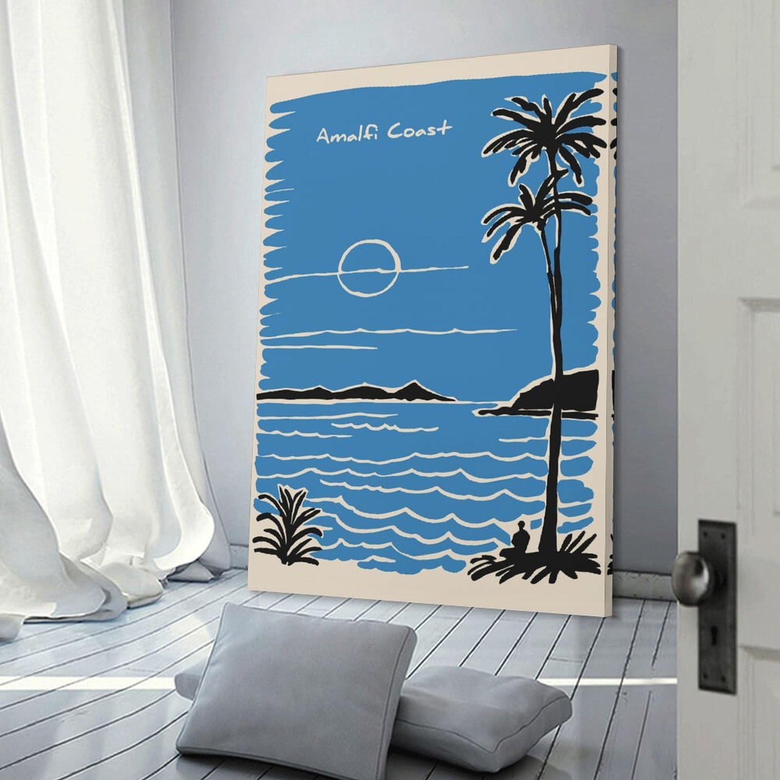 Junmoney Amalfi Coast Travel Decorative Canvas Print, 24x36inch(60x90cm), for Hallway, Entryway Or Landing, Home Artwork for First Impressions