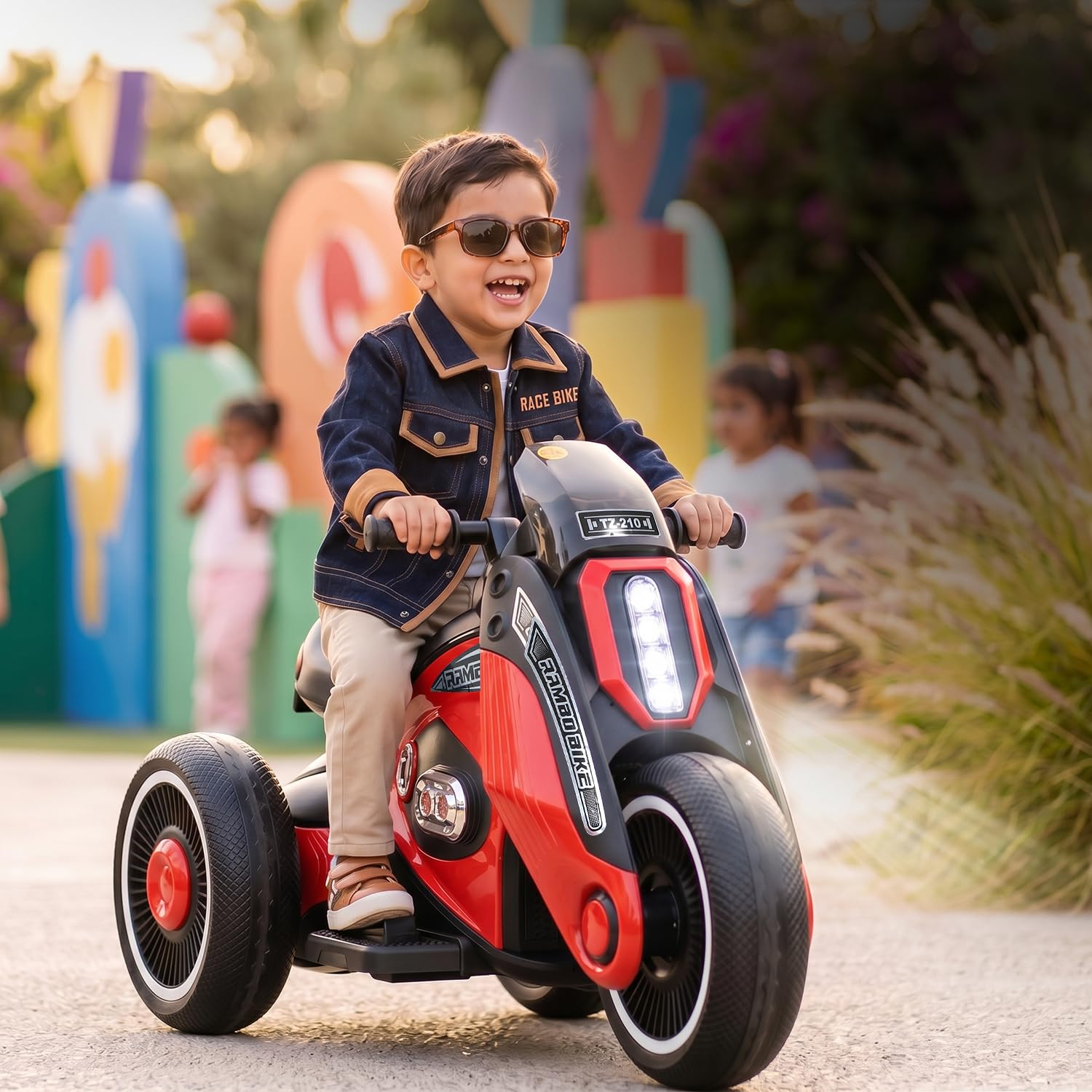 Toyzone Rambo Electric Bike - Red | Rechargeable Bike 6V | Powered by 4.5 ah Battery | Music Player with Bluetoooth & USB | 6 Month Warranty on Battery | Make in India | for Kids 2+ Years-image-11
