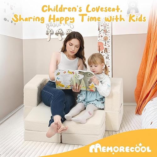 Miniatura 4 de MeMoreCool Sofá Modular para Niños, Sofá de Juego de Pana para Niños Pequeños para Dormitorio, Muebles de Sala de Juegos, Sofá Cama de Espuma