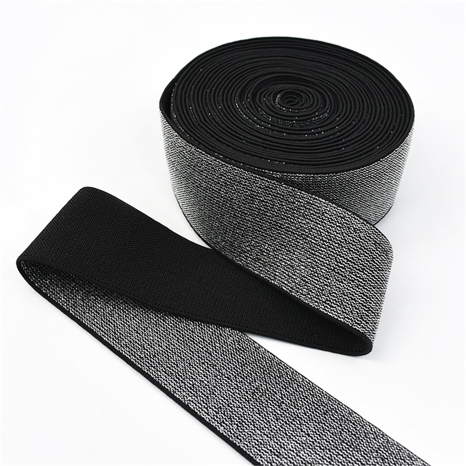 Banda Elástica de Nailon Costura de banda elástica nailon | Bandas de goma for cinturón, bolsa, correa, cinta elástica, suministros de bricolaje(BlackSilver,10Meters,40mm)