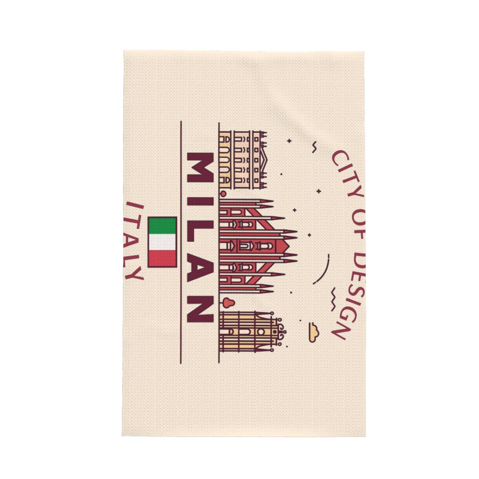 Xxahnbm Black Milan Cityscape With Italian Print Waffle Kitchen Towel,Absorbent Hand Towel