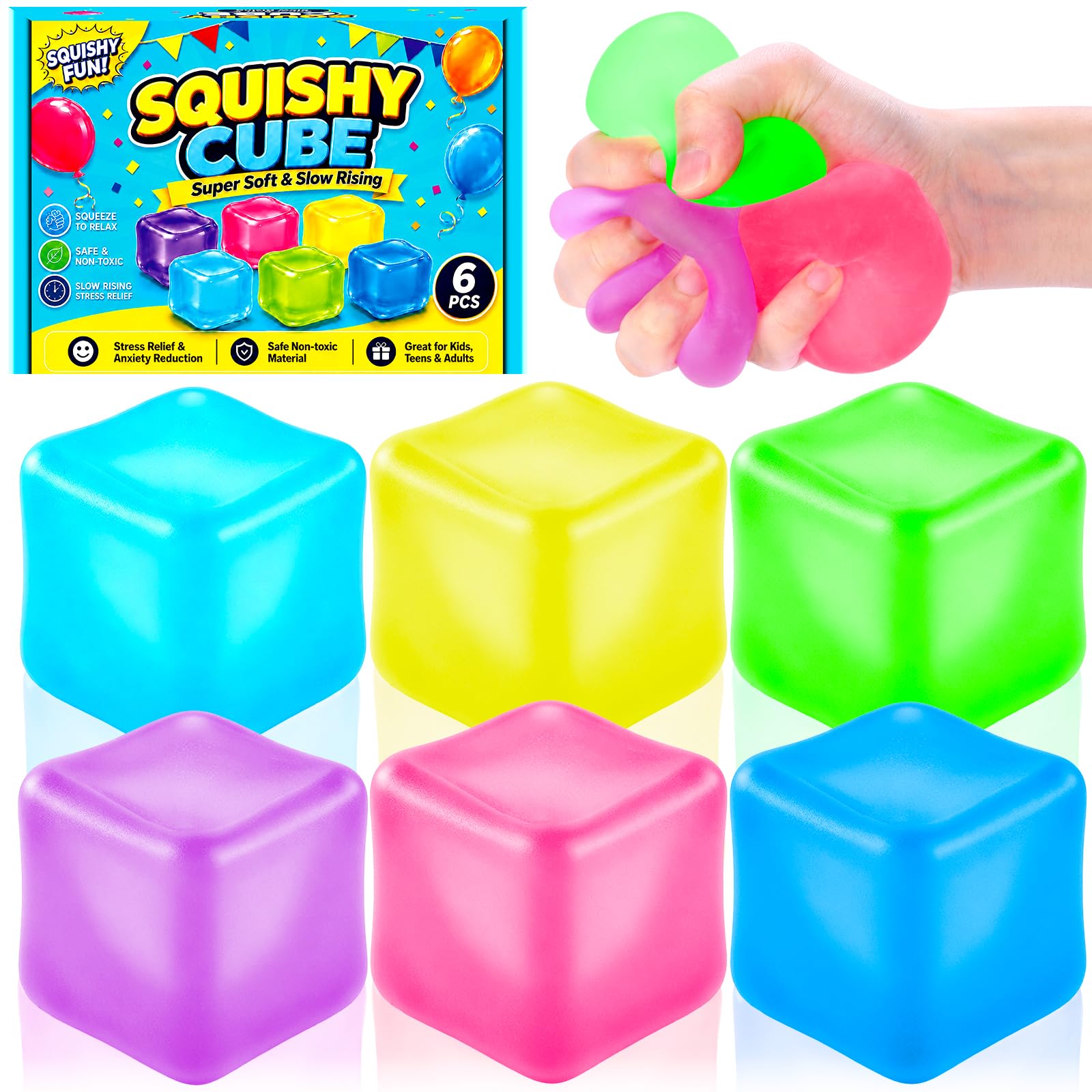 4.5CM Stress Ball Cubes Sensory Squeeze Fidget Cube Adults Anxiety Relief