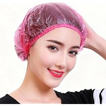 200 PCS Disposable Shower Caps Thickened Waterproof Hair Bath Caps for Women Men Girls Travel Spa Hotel Home Use Salon - Multi-Purpose Elastic Plastic Shower Caps, Essentials Accessories 18.1" Pink