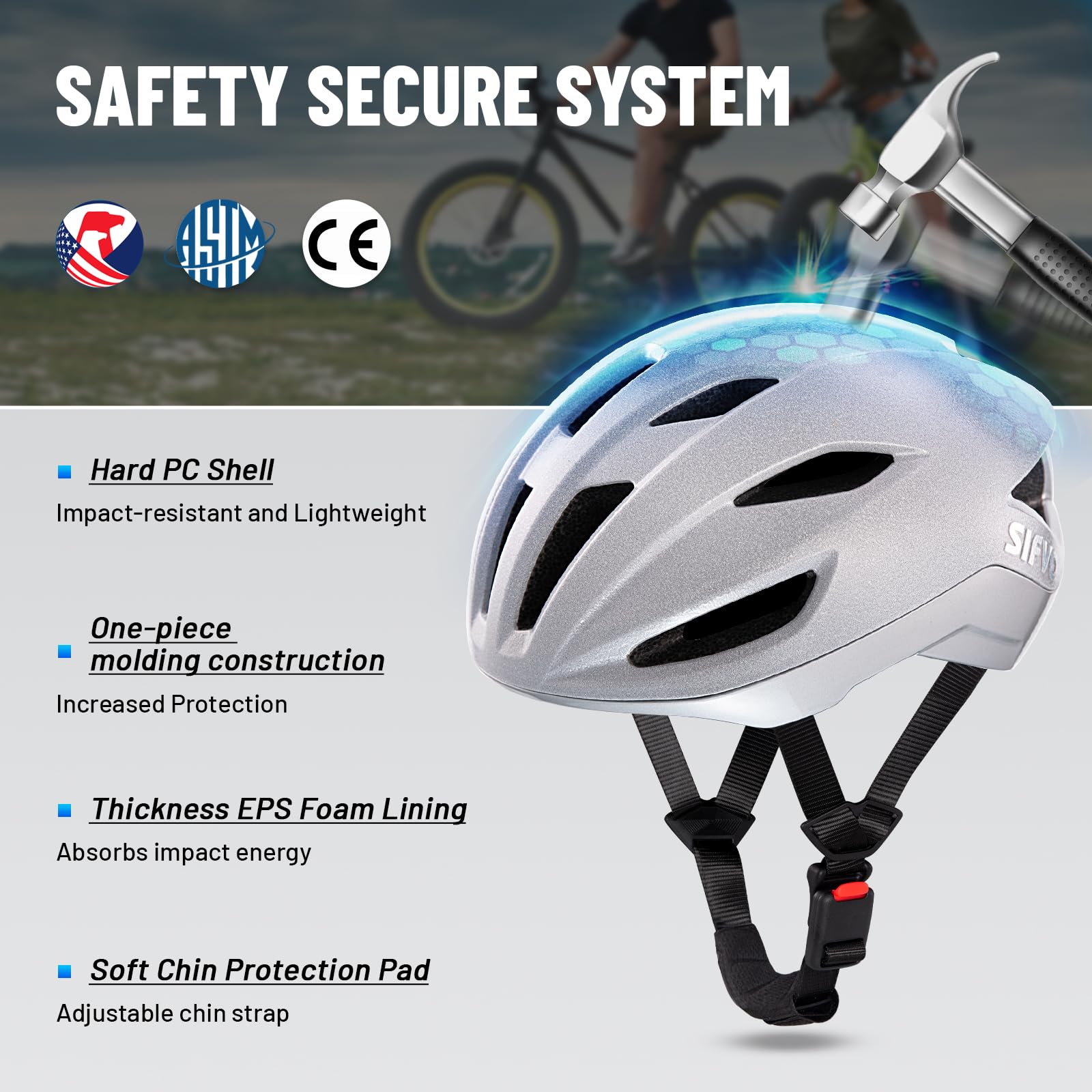 SIFVO Rennrad Helm, Fahrradhelm Erwachsene mit Magnetschnalle verstellbar 56-61cm, Leichter Helm Fahrrad für Herren und Damen Rennradhelm