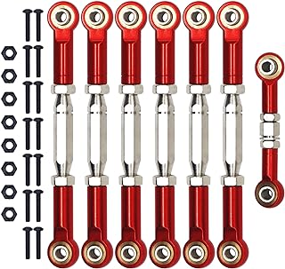 Nvwadayu Aluminum Adjustable Turnbuckles/Camber Link Upgrade Parts for Traxxas 1/10 Rustler 2WD/4X4, Slash 4X4/2WD, Stampede 4X4/2WD VXL, Hoss 4x4, 7 PCS (red)