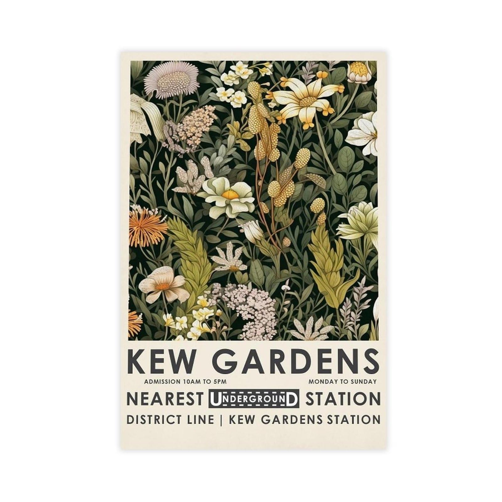 MGHDGD Kew Gardens, Vintage Botanical Poster (2) Canvas Poster Bedroom Decor Landscape Office Room Decor Gift 12x18inch(30x45cm)