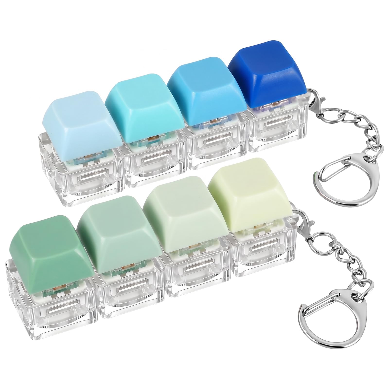 2 PCS Keyboard Fidgets, 4-in-1 Keyboard Button Clicker Keychain, Push Bubble Sensory Fidgets for Stress Relief Pass Time