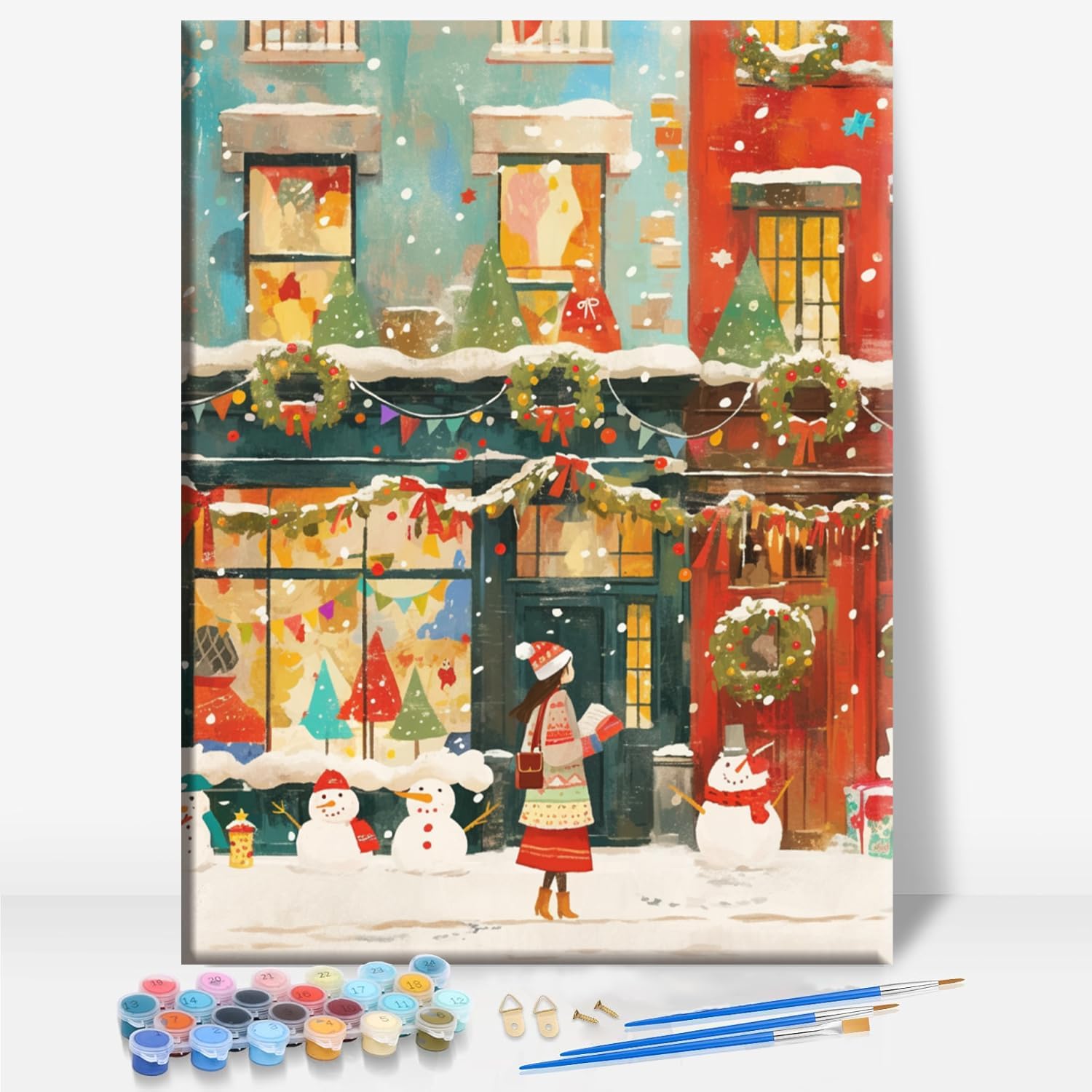 Aeontinity Ghost in Rustic Kitchen Halloween Festival Framed Canvas DIY Paint by Numbers Kit Bar Cafe Cave Home Room Wall Bathroom Porch Patio Decor Gift, 16 x 12 Inch