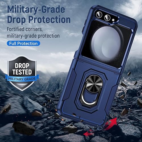 Miniatura 5 de Funda para Flip 5 Funda para Samsung Z Flip 5, con anillo (grado militar) Anti-caída, resistente funda protectora para Galaxy Z Flip 5 Case -