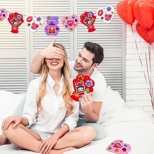 Miniatura 5 de Uranus&No.1 Juego de manualidades de espuma para el día de San Valentín, ramo de oso de corazón, kits de arte y manualidades para niños,
