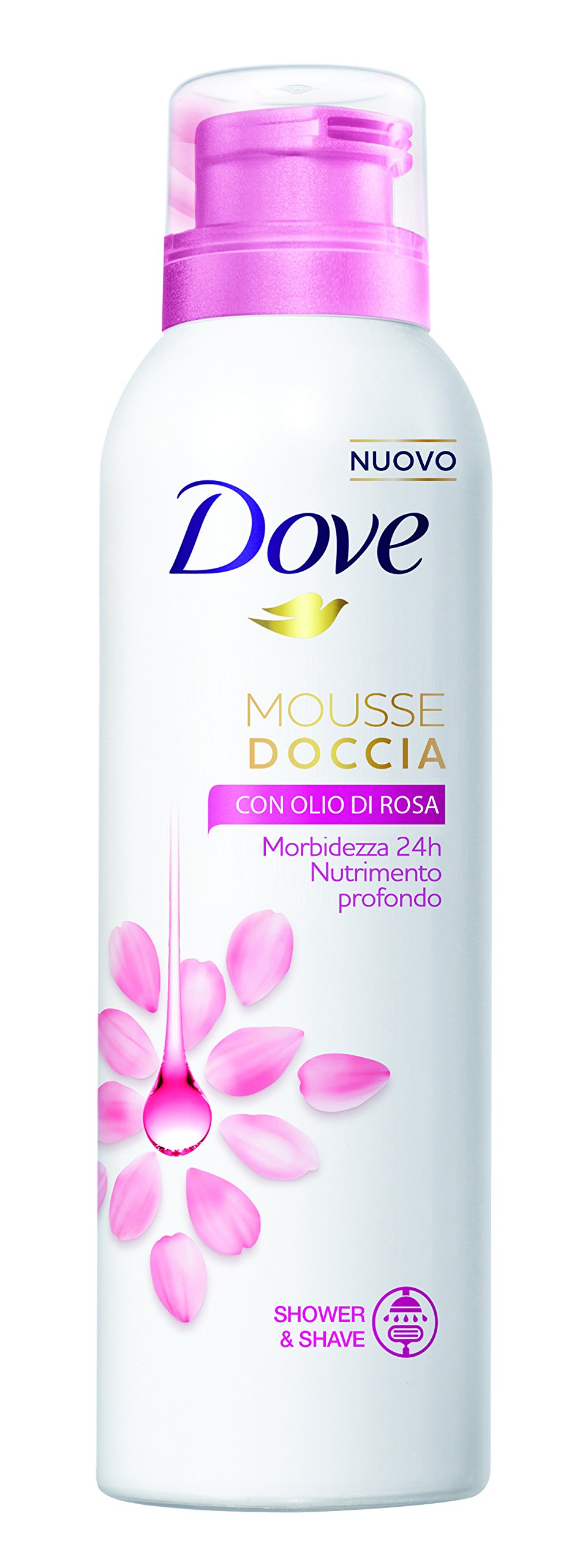 DOVE Mousse de ducha aceite de rosa 6 x 200 ml (6 unidades)