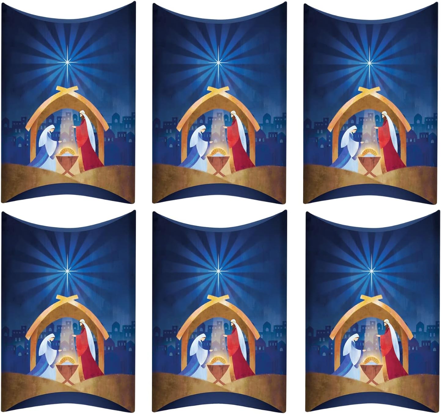 Needzo Holy Manger Scene with Baby Jesus Cardstock Boxes for Christmas Candy and Treats, Holiday Season Cookie Favor Box, 3 X 4 Inches, Pack of 6