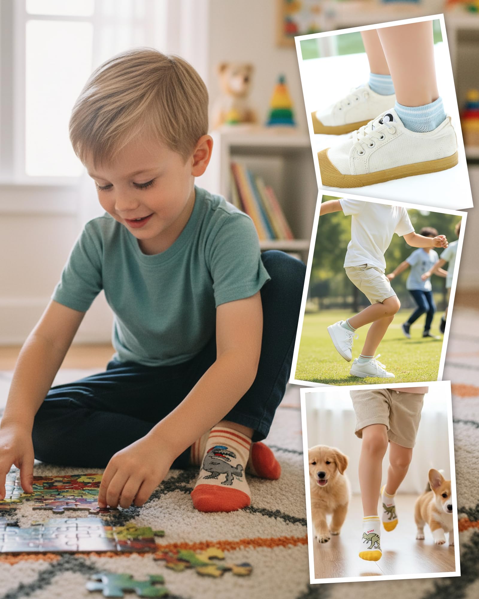 CHUNG Calcetines tobilleros de algodón para niños, paquete de 5/10 unidades, corte bajo, malla de dinosaurio, 2-9 años, peso ligero, para la vuelta a la escuela, correr, deportes, casual