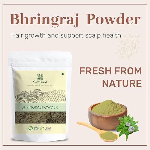 Miniatura 2 de SAMYAM Bhringraj - Polvo herbario para el cuidado del cabello, 7.05 oz (7 onzas), tónico para el cabello a base de hierbas, crecimiento del cabello,