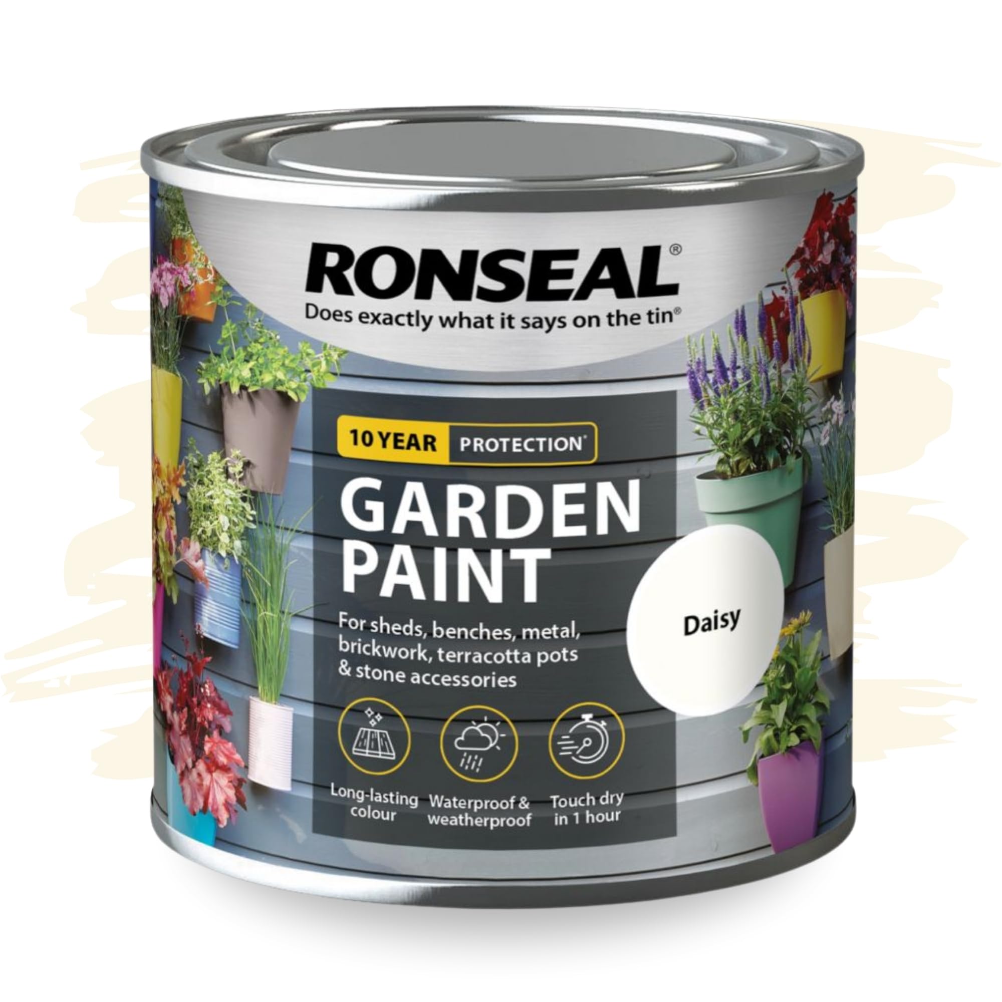 SAVING HUB Garden Paint 250ml – Exterior Multi-Surface Paint for Wood, Fence, Brick, Metal, Stone & Terracotta – Waterproof Weather Resistant Matt Finish for Sheds, Garden & Outdoor Use (Daisy)