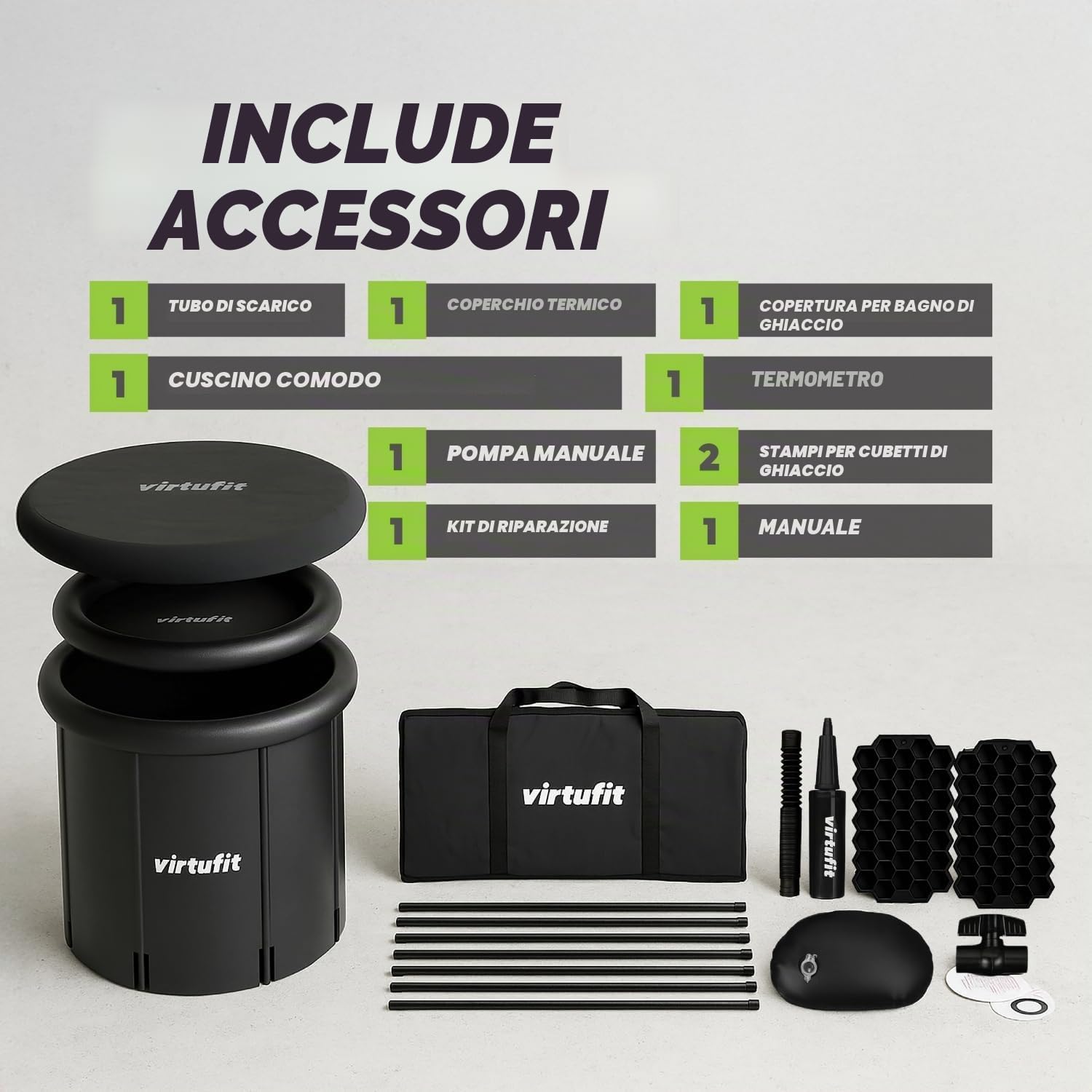 VirtuFit Bagno ghiaccio XXL – 375 litri – Antracite