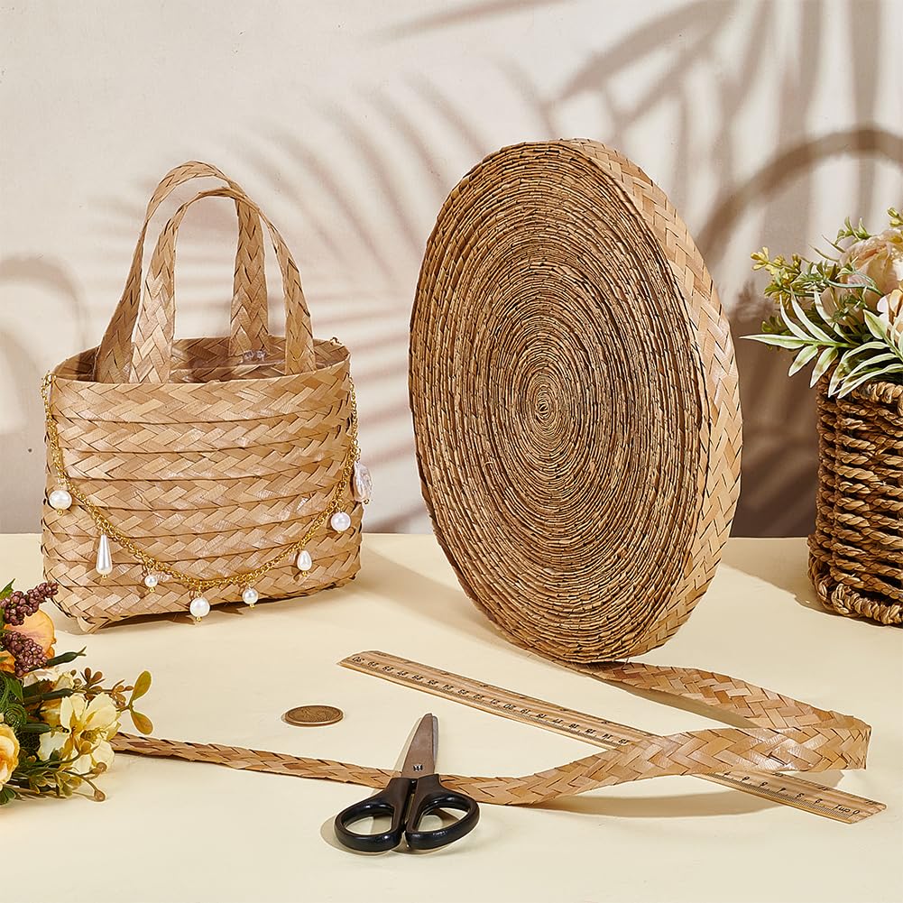 NBEADS Nastro di Paglia di Grano Da 50 m per Realizzare Cappelli, Nastro Intrecciato In Paglia per Cappelli Da Modisteria, Largo 20mm Intrecciato per Cappelli Cestini Borse Vasi Fai Da Te