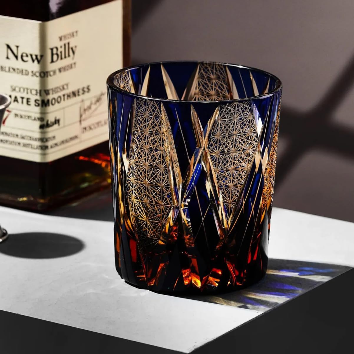 Edo Tokyo Kiriko Style Whiskey Glass – Handmade Crystal Tumbler for Bourbon, Scotch & Cocktails | Cut Glass Design, 8.5Oz | Japanese Old Fashioned Glass, Gift for Men&Women - Image 7