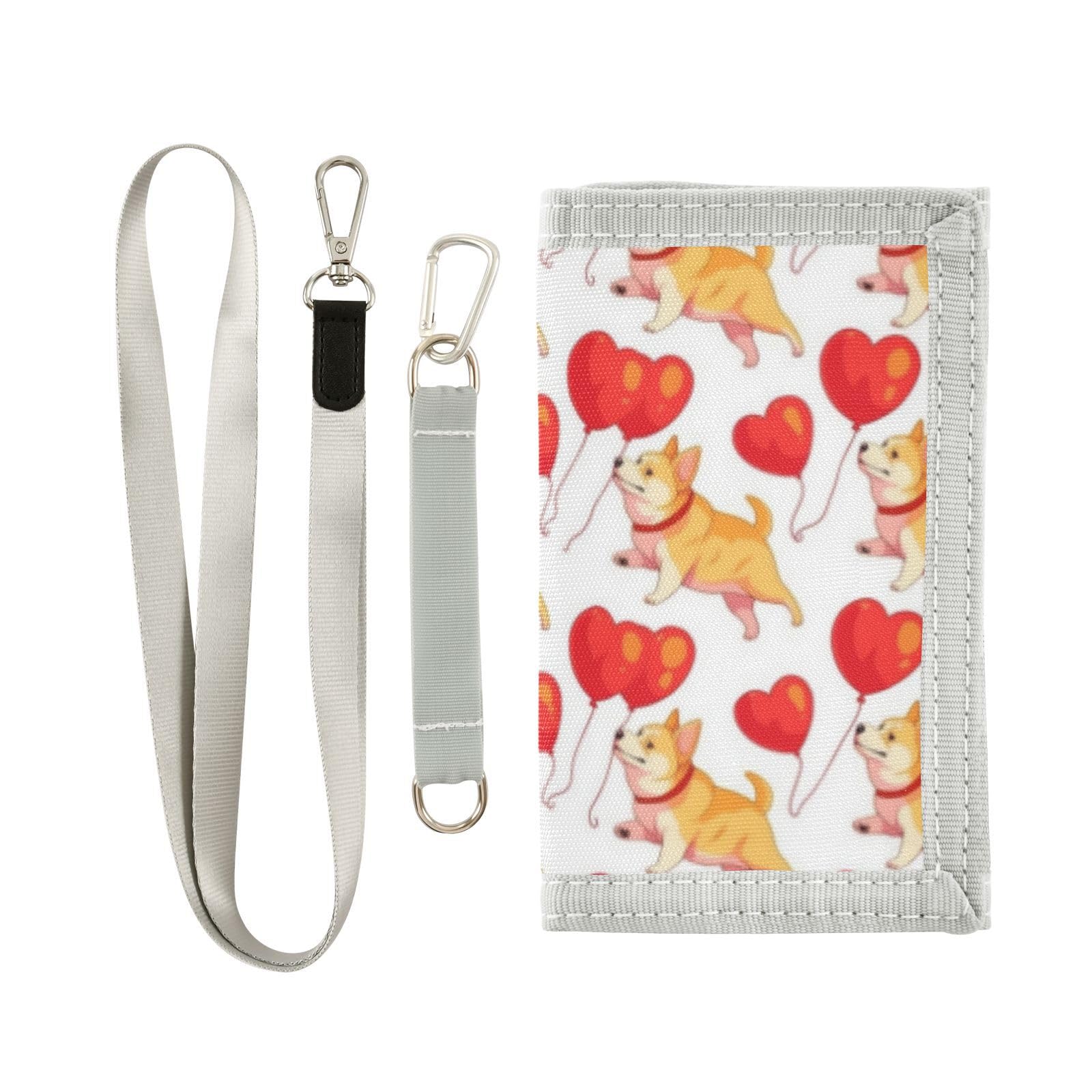 Wusikd Cute Dog Red Heart Kids Wallet for Boys Girls Balloon Toddler Trifold Wallet Novelty Wallet for Teens Women Men